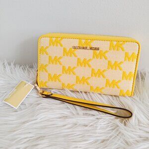 Michael Kors Jet Set Travel Logo Jacquard Zip Around Phone Wallet 35S4GTVE3J MK